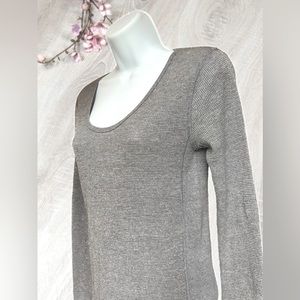 Victoria Secret Grey Sparkly Long Sleeve Crewneck Top, Size M